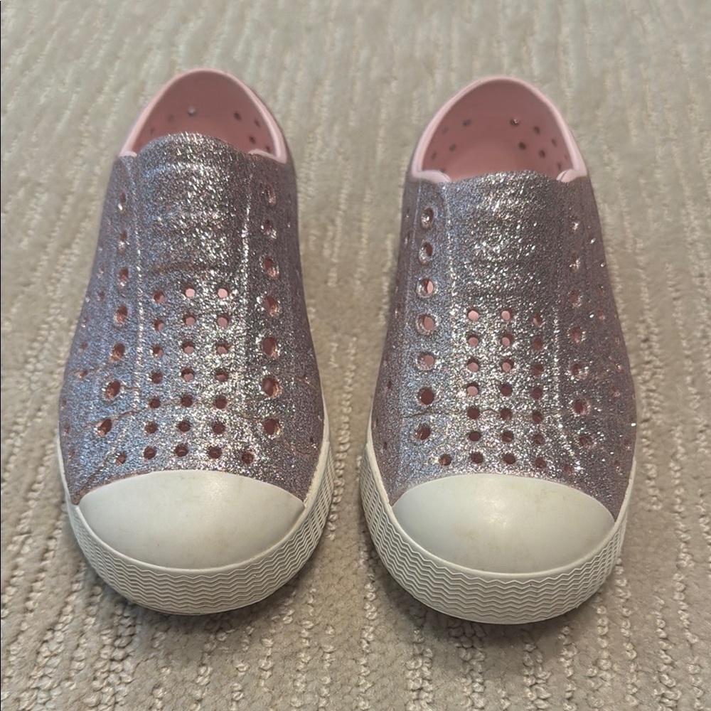Native Pink and White Slip-On Sneakers